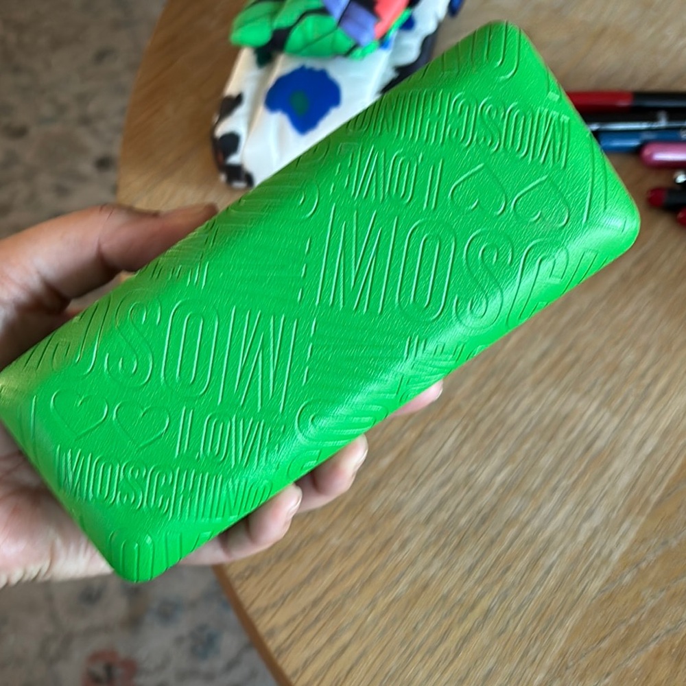 Love Moschino Bright Green Embossed eyeglass case